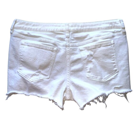 Arizona White Distressed Denim Frayed Hem Shorts Womens Size 15 - Picture 2 of 6